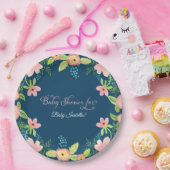 Assiettes En Carton Boho simple Floral moderne bébé fille aquarelle Ar (Fête)