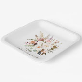 Assiettes En Carton Boho Soft Coloured Rose/White Flowers Mariage (Angulaire)