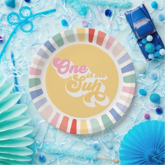 Assiettes En Carton Boho Sunshine One Au Soleil Soleil Anniversaire (Fête)