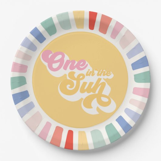 Assiettes En Carton Boho Sunshine One Au Soleil Soleil Anniversaire (Devant)