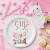 Assiettes En Carton Boho Sweet C'est une fille Baby shower en tissu ro (Fête)
