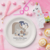 Assiettes En Carton Boho Teddy Bear & Balloons Bearly Wait Baby shower (Fête)