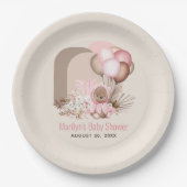 Assiettes En Carton Boho Teddy Bear & Balloons Bearly Wait Baby shower (Devant)