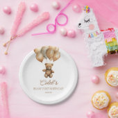 Assiettes En Carton Boho Teddy Bear Beary Première fête d'anniversaire (Fête)