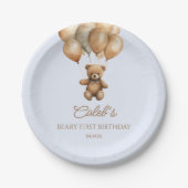 Assiettes En Carton Boho Teddy Bear Beary Première fête d'anniversaire (Devant)