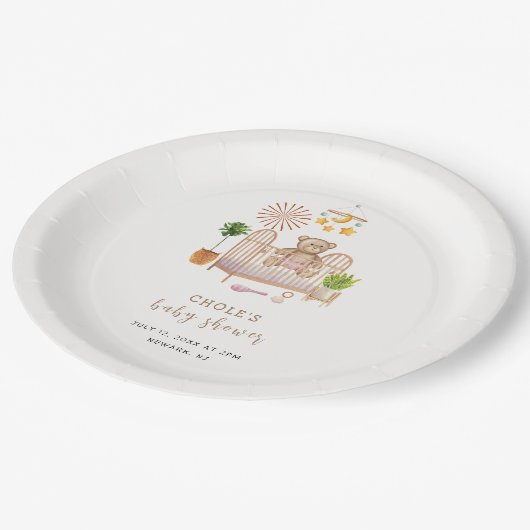 Assiettes En Carton Boho Teddy Bear Nursery Baby shower (Angle)