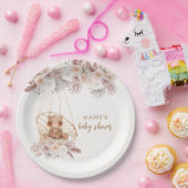 Assiettes En Carton Boho Teddy Bear Pampas Baby shower Fleur (Fête)