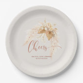 Assiettes En Carton Boho Terracotta Fleurs séchées et Grass Pampas (Devant)