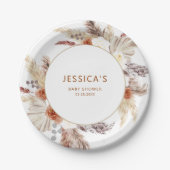 Assiettes En Carton Boho Terracotta Pampas Baby shower en herbe (Devant)