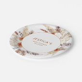 Assiettes En Carton Boho Terracotta Pampas Baby shower en herbe (Angle)