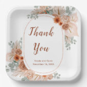 Assiettes En Carton Boho Terracotta Pampas Herbe (Recto)