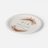 Assiettes En Carton Boho Terracotta Rust Fall Floral Mariage (Angle)