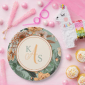 Assiettes En Carton Boho Terracotta Sage Monogramme Mariage de automne (Fête)