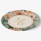 Assiettes En Carton Boho Terracotta Sage Monogramme Mariage de automne (Angle)