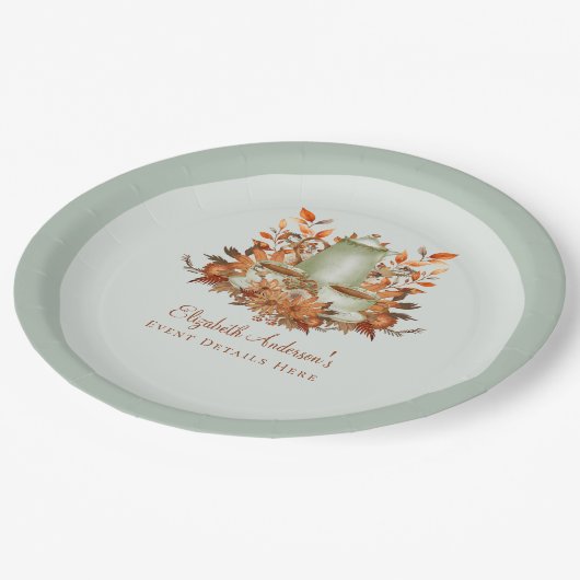 Assiettes En Carton Boho Terracotta Sage Tea Party Floral Dîner Evénem (Angle)