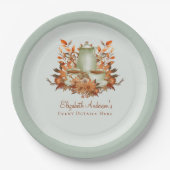 Assiettes En Carton Boho Terracotta Sage Tea Party Floral Événement Dî (Devant)