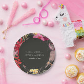 Assiettes En Carton Boho Tropical Dark Lively Red Blush Floral Mariage (Fête)