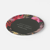 Assiettes En Carton Boho Tropical Dark Lively Red Blush Floral Mariage (Angle)