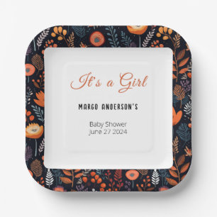 Assiettes En Carton BOHO Turquoise Automne Automne Floral Girl Baby sh