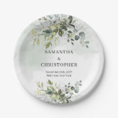 Assiettes En Carton Boho vert et or eucalyptus feuillage chic (Devant)