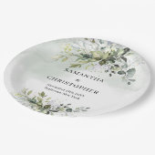 Assiettes En Carton Boho vert et or eucalyptus feuillage chic (Angle)