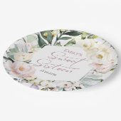 Assiettes En Carton Boho Vert Floral Frame Sweet 16 (Angle)