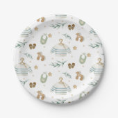 Assiettes En Carton Boho Vintage Baby Motif (Devant)