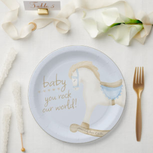 Assiettes En Carton Boho Vintage Rocse Horse Baby shower Cowboy