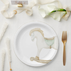 Assiettes En Carton Boho Vintage Rocse Horse Cowboy Baby shower Sage