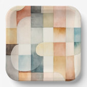 Assiettes En Carton Boho Watercolor Art Abstrait (Recto)
