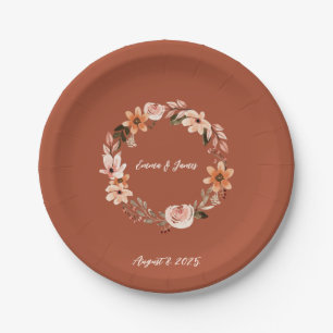 Assiettes En Carton Boho Watercolor Floral Personnalisé