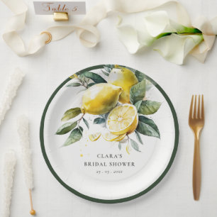 Assiettes En Carton Boho Watercolor Jaune Lemon Garden Fête des mariée
