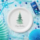 Assiettes En Carton Boho Watercolor Noël Arbre Joyeux Noël (Fête)