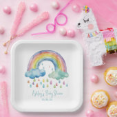 Assiettes En Carton Boho Watercolor Rainbow Baby shower (Fête)
