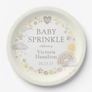 Assiettes En Carton Boho Watercolor Rainbow Baby Sprinkle