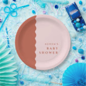 Assiettes En Carton Boho Wavy Edge Terracotta & Baby shower Blush (Fête)