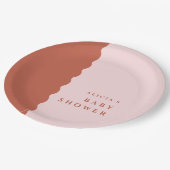 Assiettes En Carton Boho Wavy Edge Terracotta & Baby shower Blush (Angle)