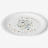 Assiettes En Carton Boho White Florals Nom 60e anniversaire (Angle)