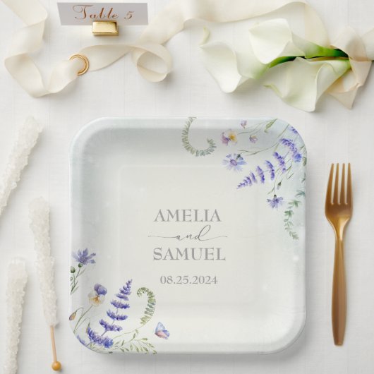 Assiettes En Carton Boho Wildflower Rustique mariage vert (Mariage)