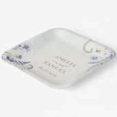 Assiettes En Carton Boho Wildflower Rustique mariage vert (Angulaire)