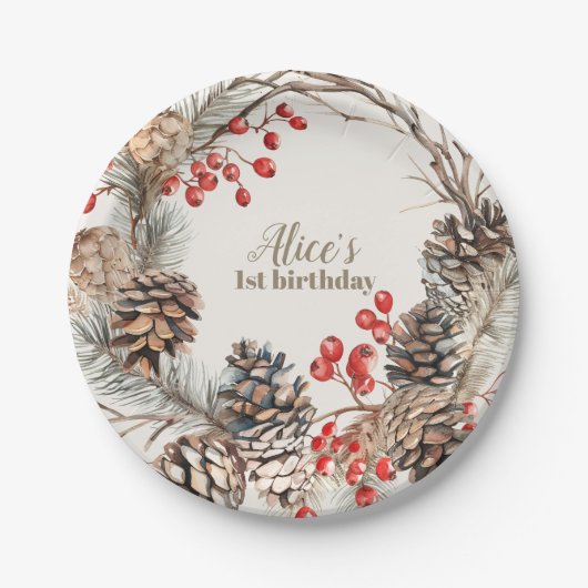 Assiettes En Carton Boho Winter Onederland Anniversaire (Devant)