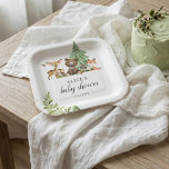 Assiettes En Carton Boho Woodland Animaux Baby shower rustique<br><div class="desc">De mignons petits animaux boisés avec ours,  cerfs,  renard,  raton laveur,  hibou et papillon.</div>