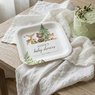 Assiettes En Carton Boho Woodland Animaux Baby shower rustique