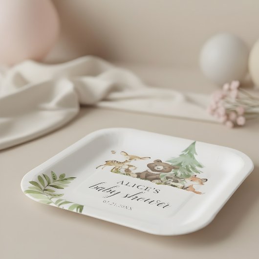 Assiettes En Carton Boho Woodland Animaux Baby shower rustique