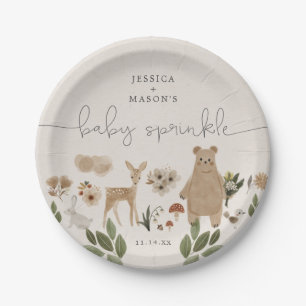 Assiettes En Carton Boho Woodland Baby Sprinking Plaques en papier