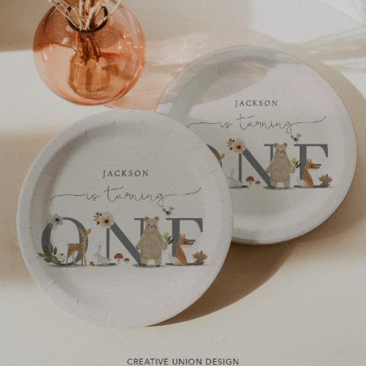 Assiettes En Carton Boho Woodland First Birthday Party
