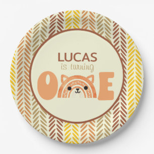 Assiettes En Carton Boho Woodland Rainbow Fox Premier anniversaire