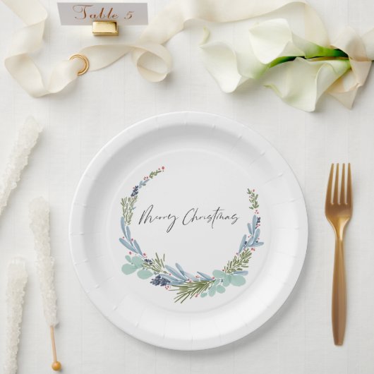 Assiettes En Carton Boho Wreath Joyeux Noël Design moderne (Mariage)