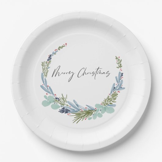 Assiettes En Carton Boho Wreath Joyeux Noël Design moderne (Devant)