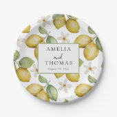 Assiettes En Carton Boho Yellow Lemons Wedding (Devant)
